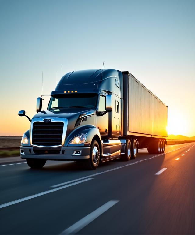 Heavy duty freight truck on a highway